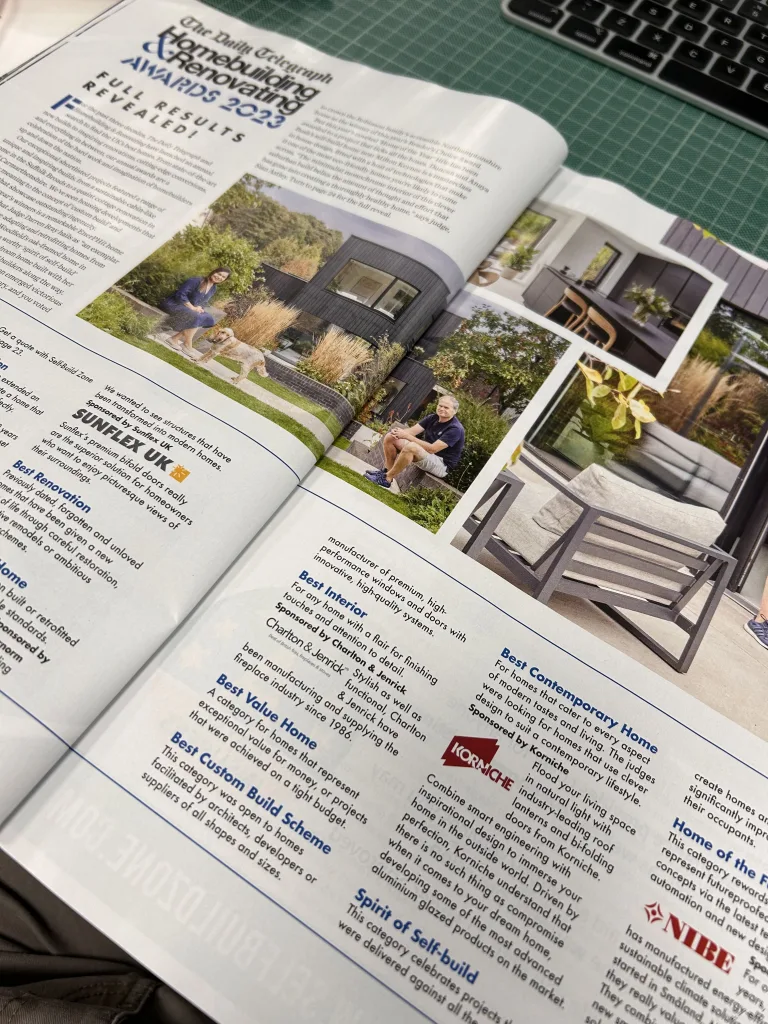 An Image of the Homebuilding & Renovating Magazine, the article is titled: The Daily Telegraph Homebuilding & Renovating Awards 2023 - Full Results Revealed!